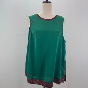 NWT Scotch & Soda Emerald Green Satin Tank Top Shimmery Hem Glams Travel sz 4